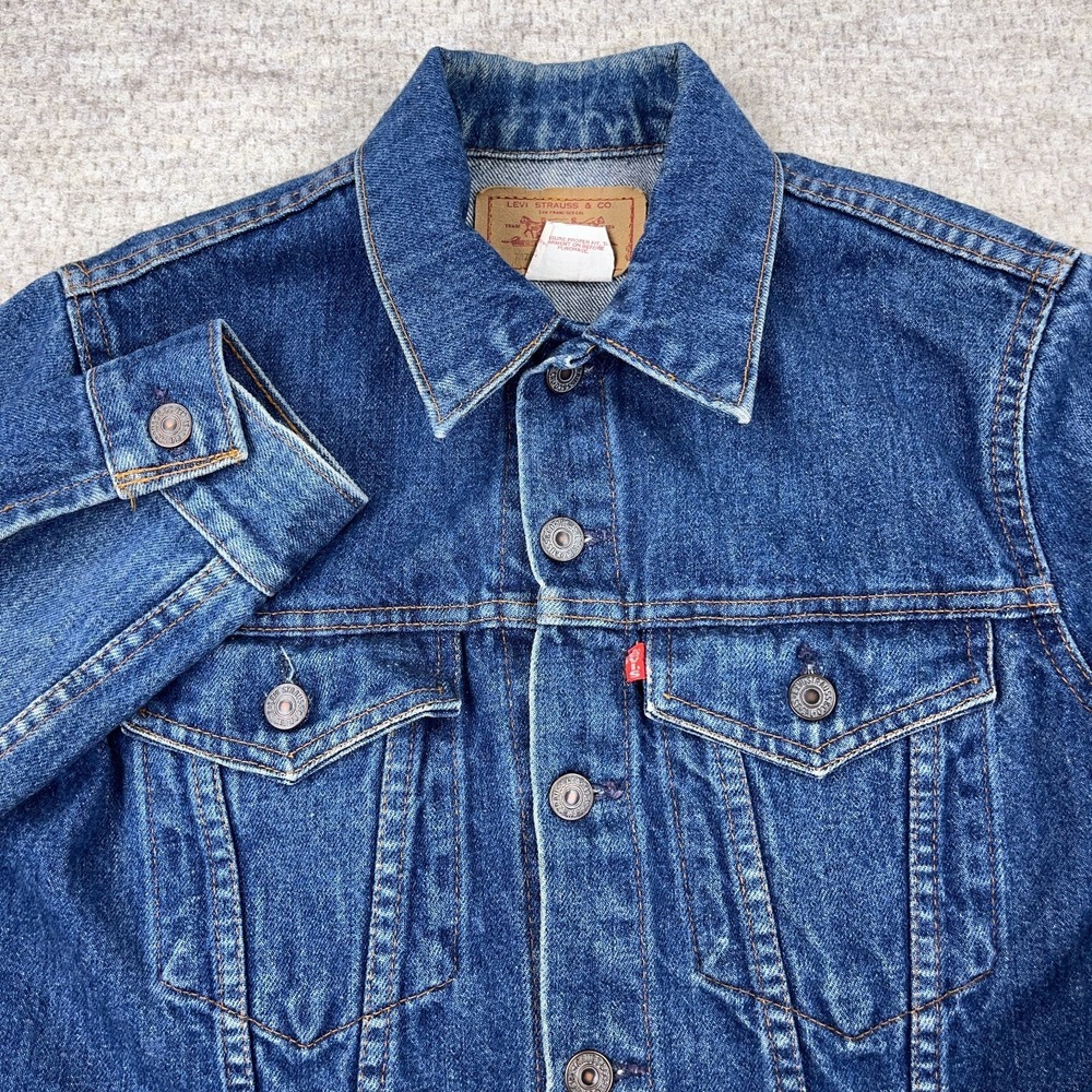 Vintage Levis Jacket Boys Size 16 Blue Denim Trucker Made USA 70704 0216 90s - Picture 3 of 14